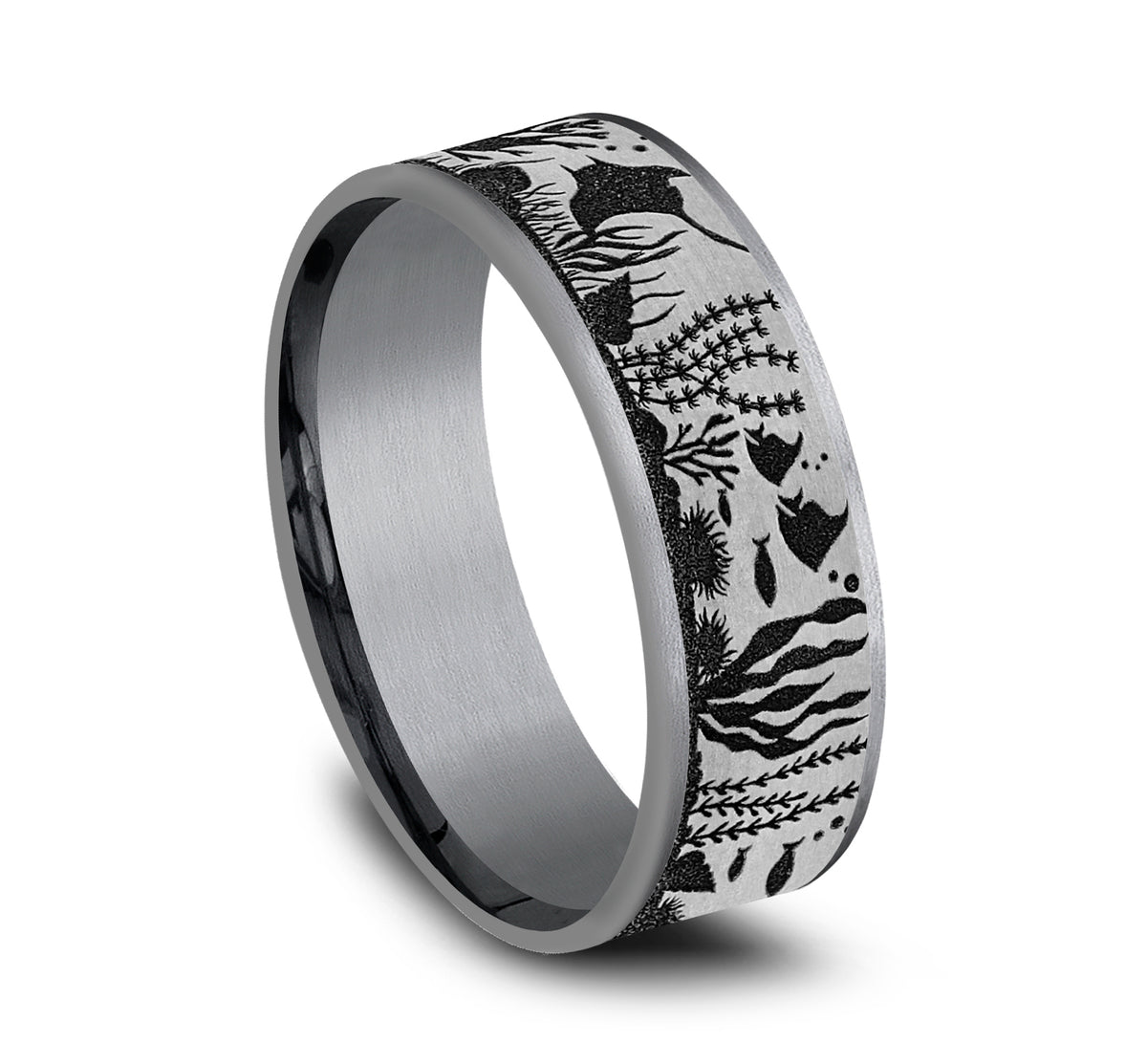 THE OCEAN 7.5mm Tantalum Grey/Grey-Black Titanium Benchmark men's wedding band