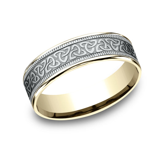 THE KILLARNEY 6.5mm 14K Yellow/White Benchmark men's wedding band