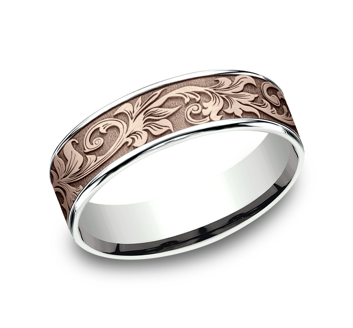 THE PRINCE 6.5mm 14K White/Rose Benchmark men's wedding band