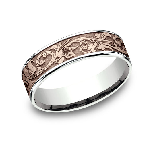 THE PRINCE 6.5mm 14K White/Rose Benchmark men's wedding band