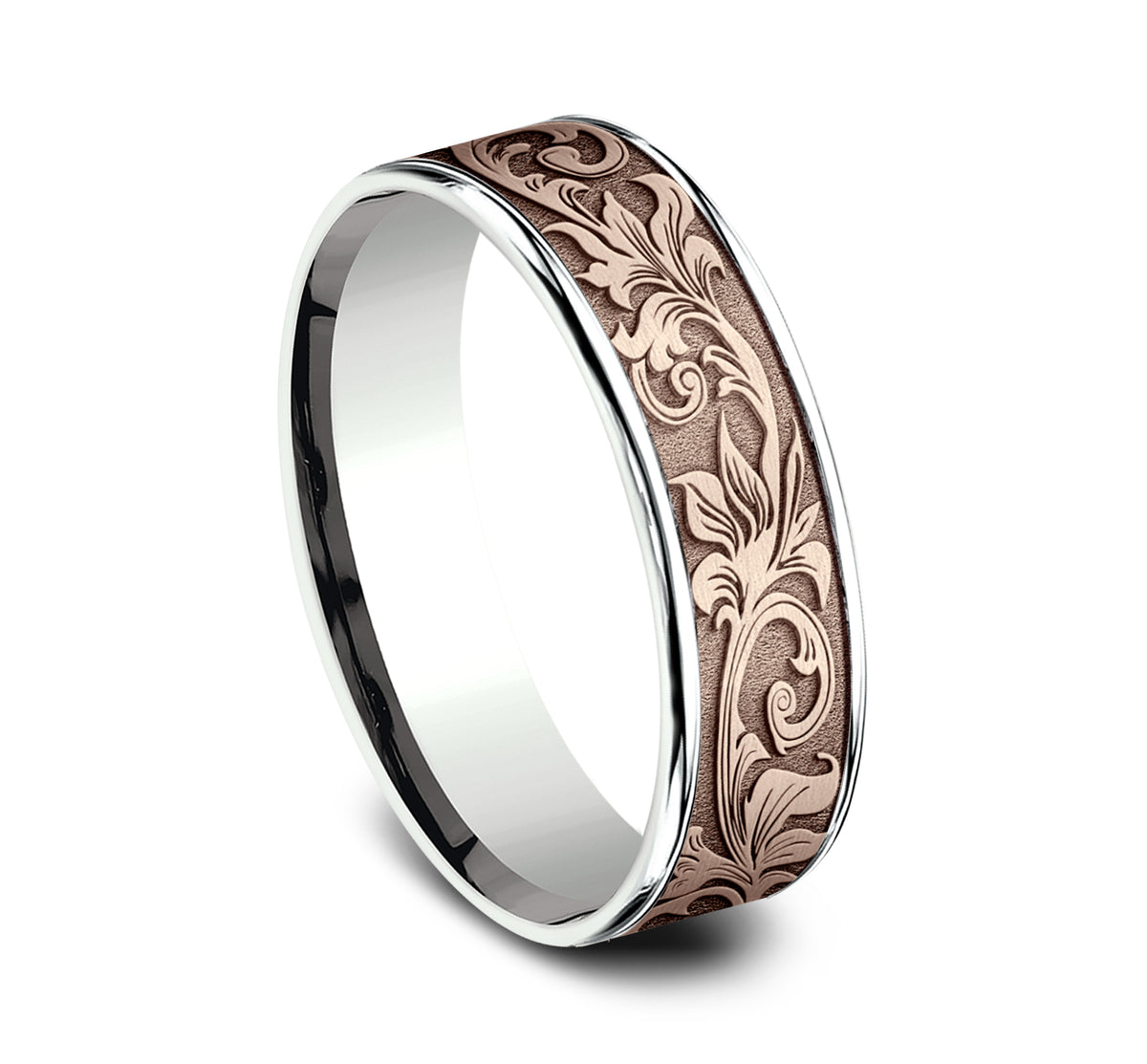 THE PRINCE 6.5mm 14K White/Rose Benchmark men's wedding band