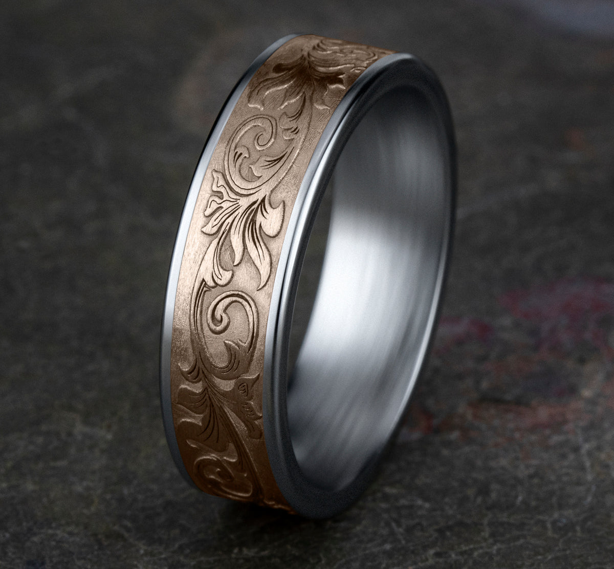 THE PRINCE 6.5mm 14K White/Rose Benchmark men's wedding band