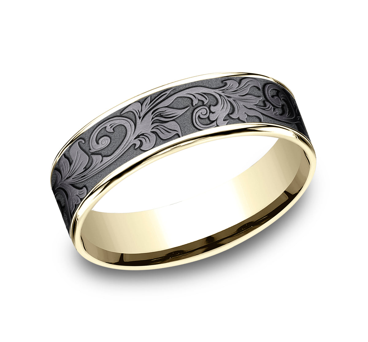 THE PRINCE 6.5mm 14K Yellow/Tantalum Dark Benchmark men's wedding band