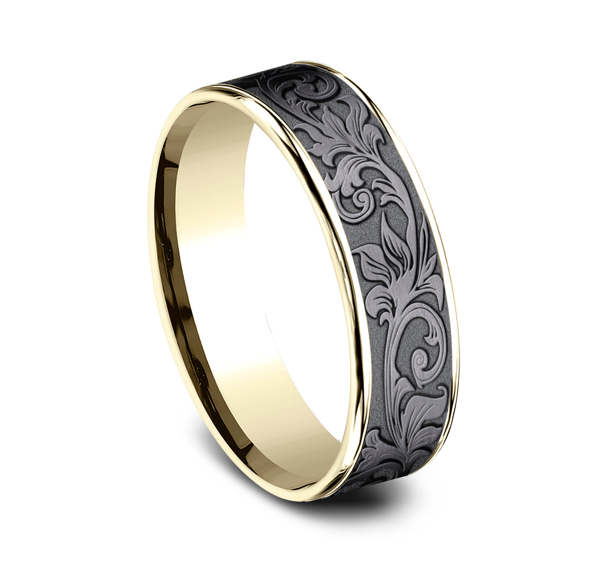 THE PRINCE 6.5mm 14K Yellow/Tantalum Dark Benchmark men's wedding band