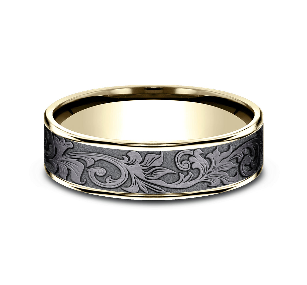 THE PRINCE 6.5mm 14K Yellow/Tantalum Dark Benchmark men's wedding band