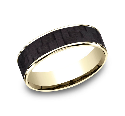 THE SCHUMACHER 6.5mm 14K Yellow/Carbon Fiber Black Benchmark men's wedding band
