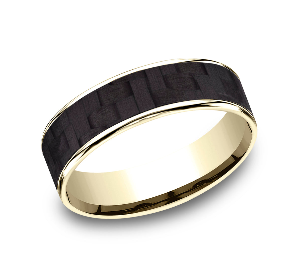 THE SCHUMACHER 6.5mm 14K Yellow/Carbon Fiber Black Benchmark men's wedding band