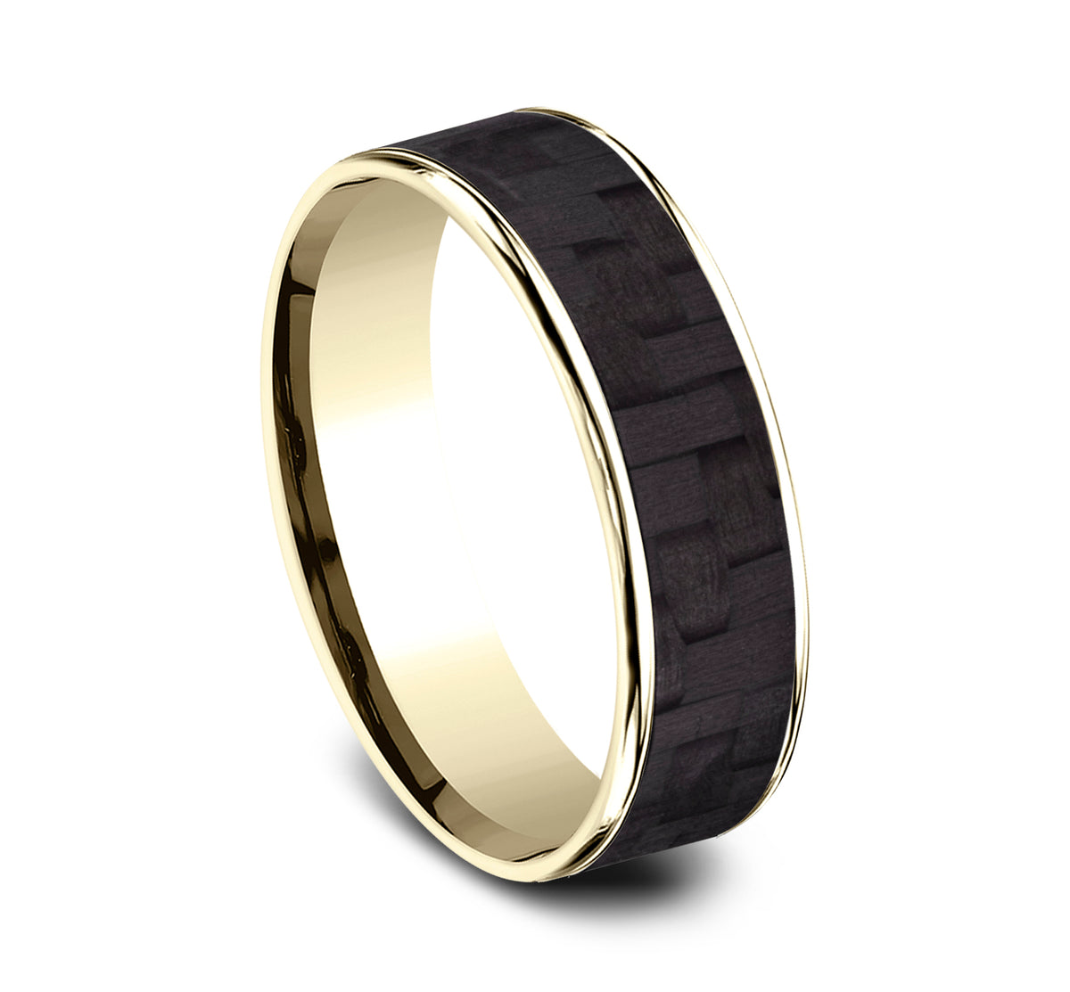 THE SCHUMACHER 6.5mm 14K Yellow/Carbon Fiber Black Benchmark men's wedding band