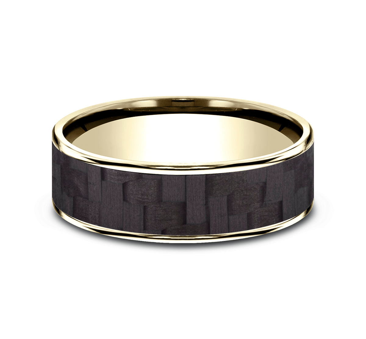 THE SCHUMACHER 6.5mm 14K Yellow/Carbon Fiber Black Benchmark men's wedding band