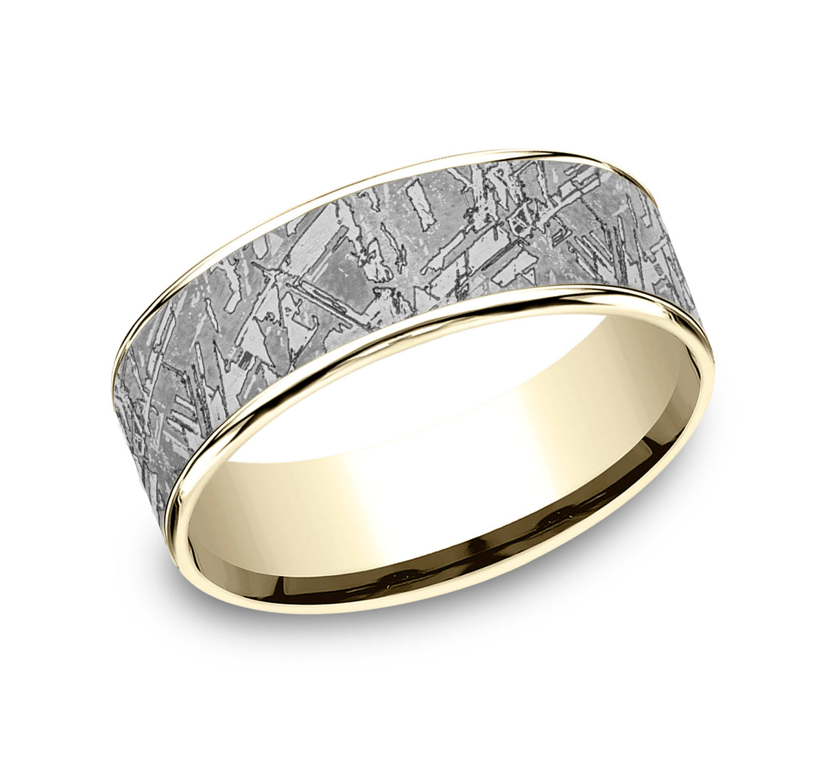 THE GIBEON 7.5mm 14K Yellow/Tantalum Grey Benchmark men's wedding band
