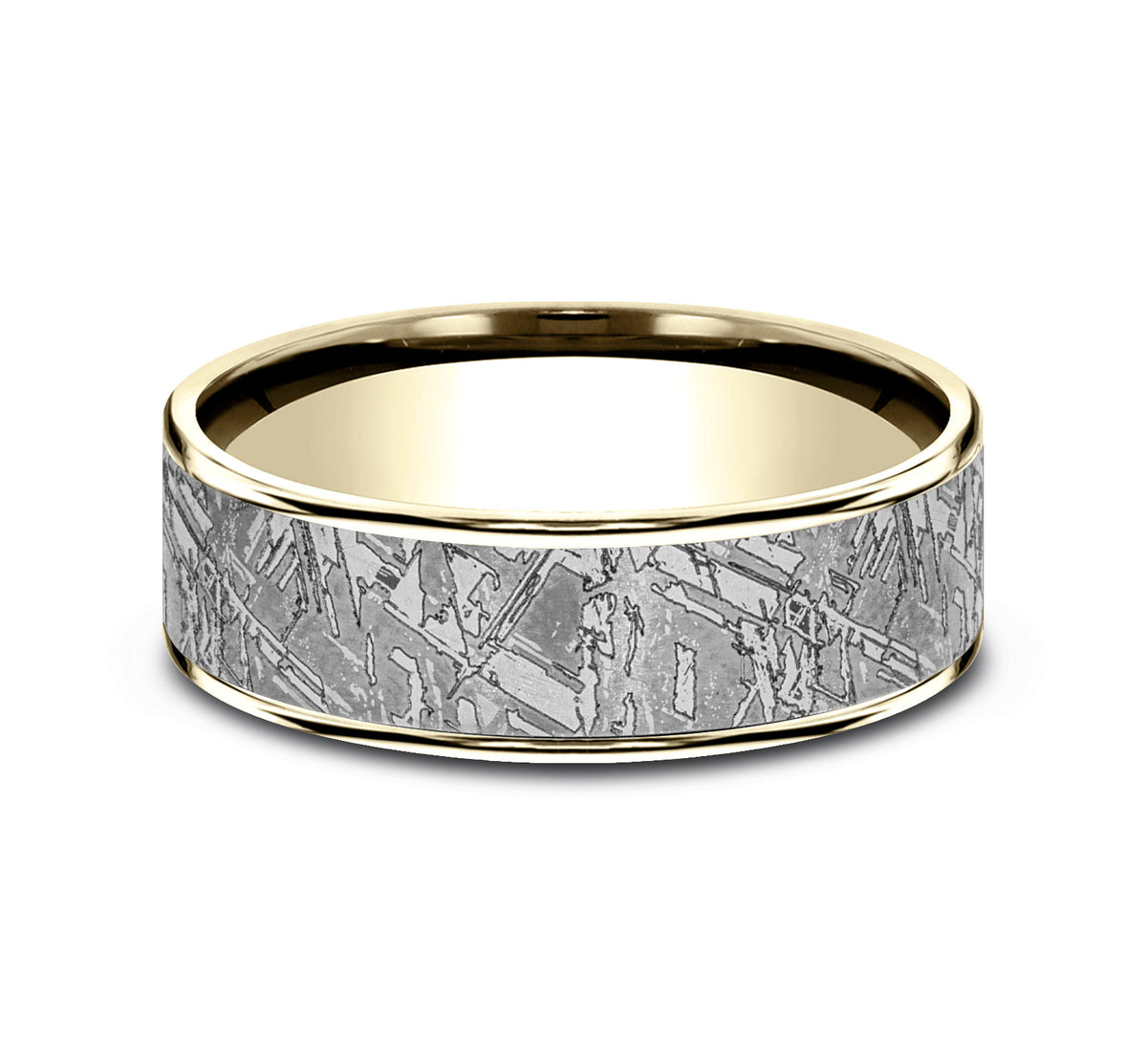 THE GIBEON 7.5mm 14K Yellow/Tantalum Grey Benchmark men's wedding band