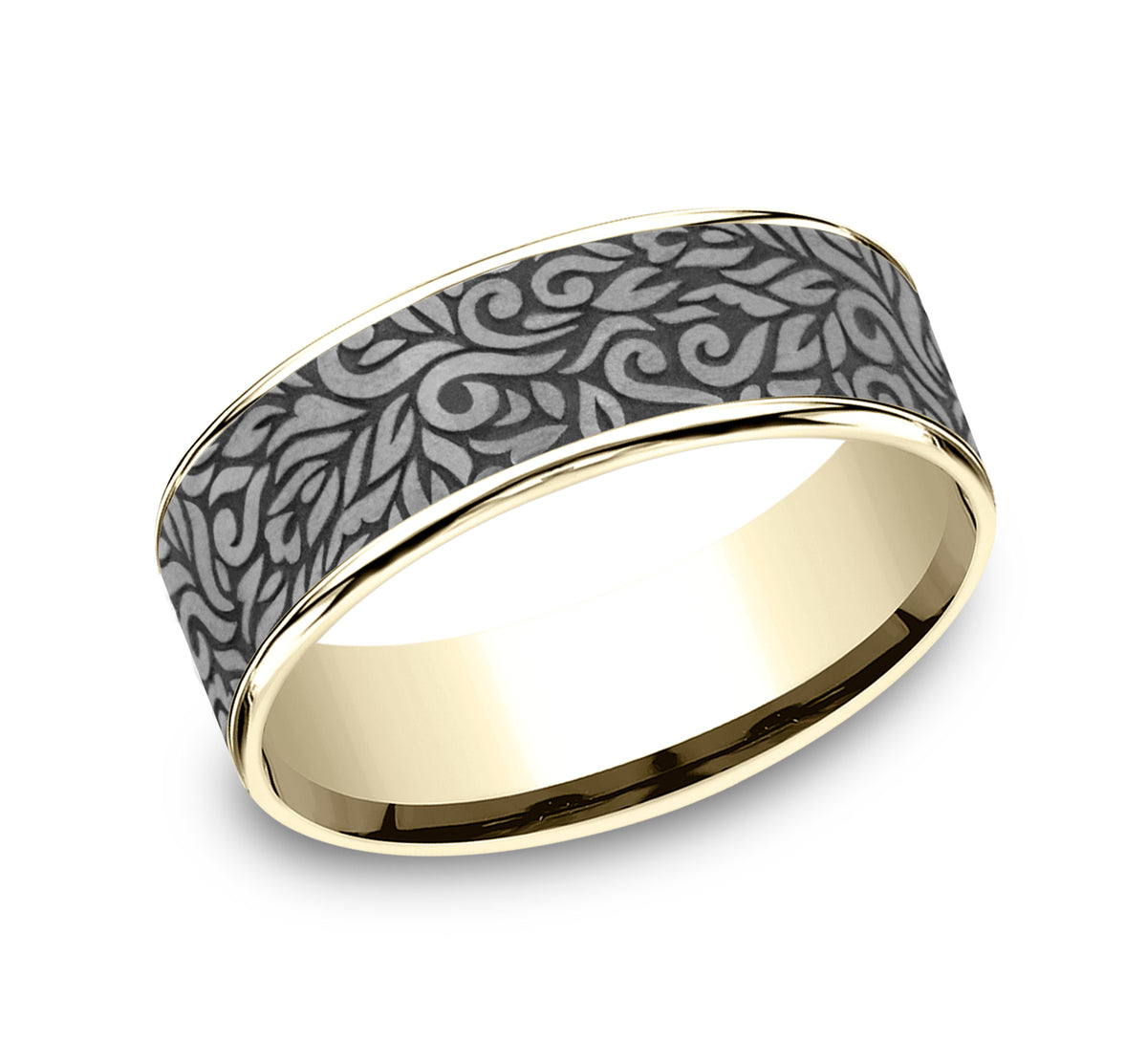 THE RANCH 7.5mm 14K Yellow/Tantalum Grey Benchmark men's wedding band