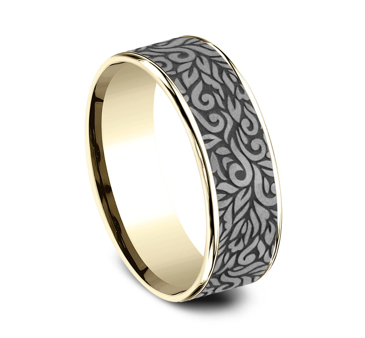THE RANCH 7.5mm 14K Yellow/Tantalum Grey Benchmark men's wedding band