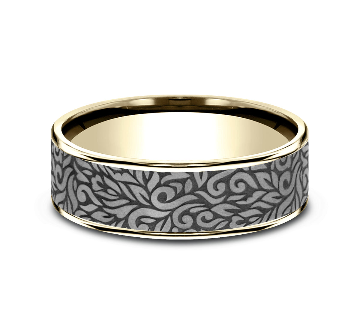 THE RANCH 7.5mm 14K Yellow/Tantalum Grey Benchmark men's wedding band