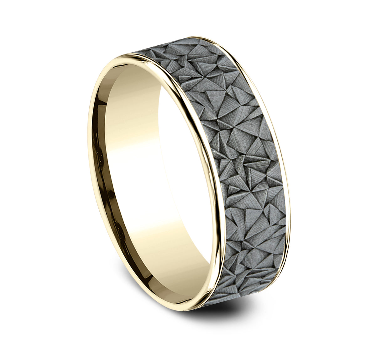 THE GALLERY 7.5mm 14K Yellow/Tantalum Grey Benchmark men's wedding band