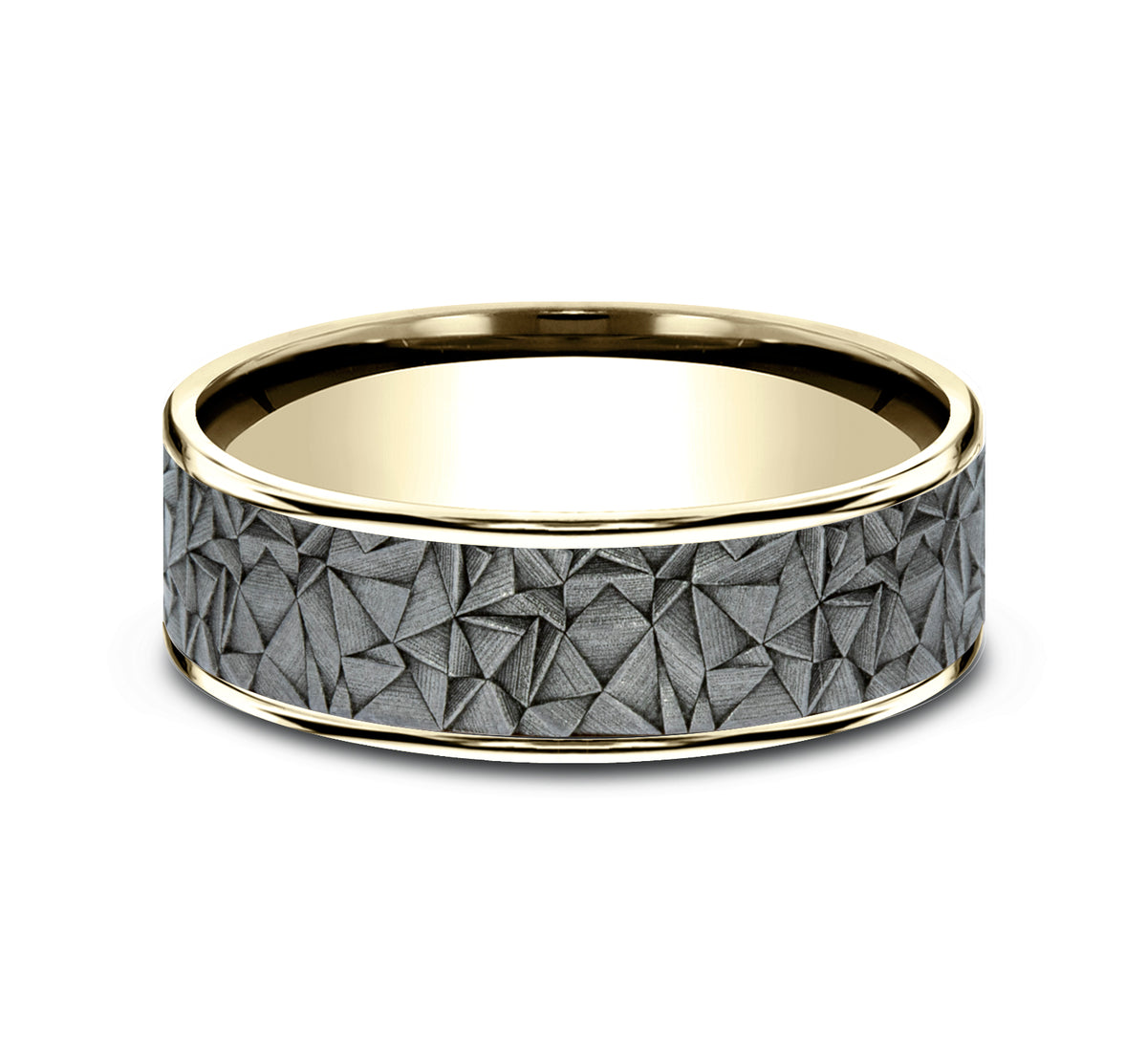 THE GALLERY 7.5mm 14K Yellow/Tantalum Grey Benchmark men's wedding band