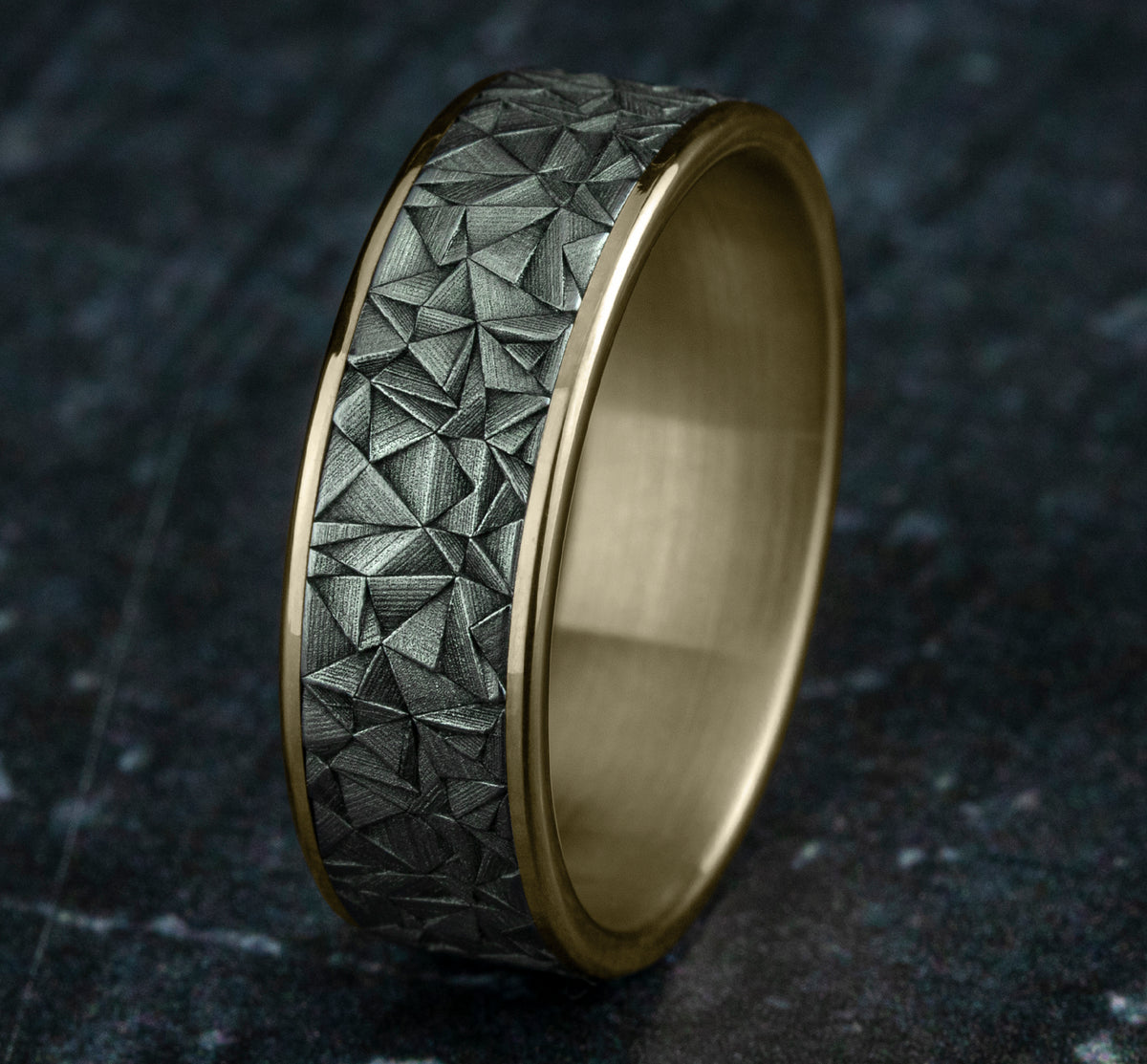 THE GALLERY 7.5mm 14K Yellow/Tantalum Grey Benchmark men's wedding band