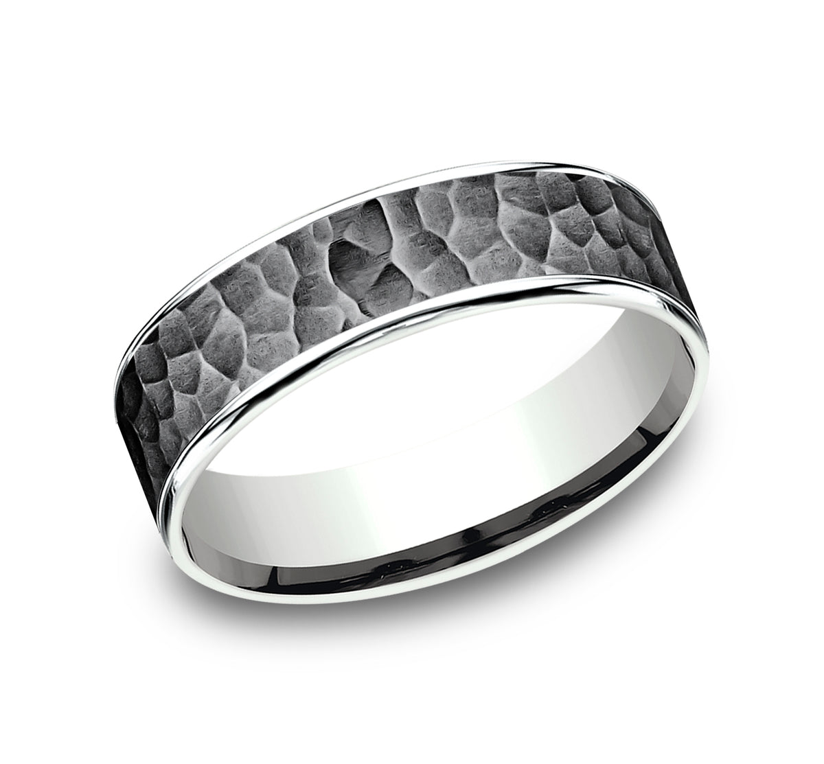 THE MAX 6.5mm 14K White/Tantalum Dark Benchmark men's wedding band