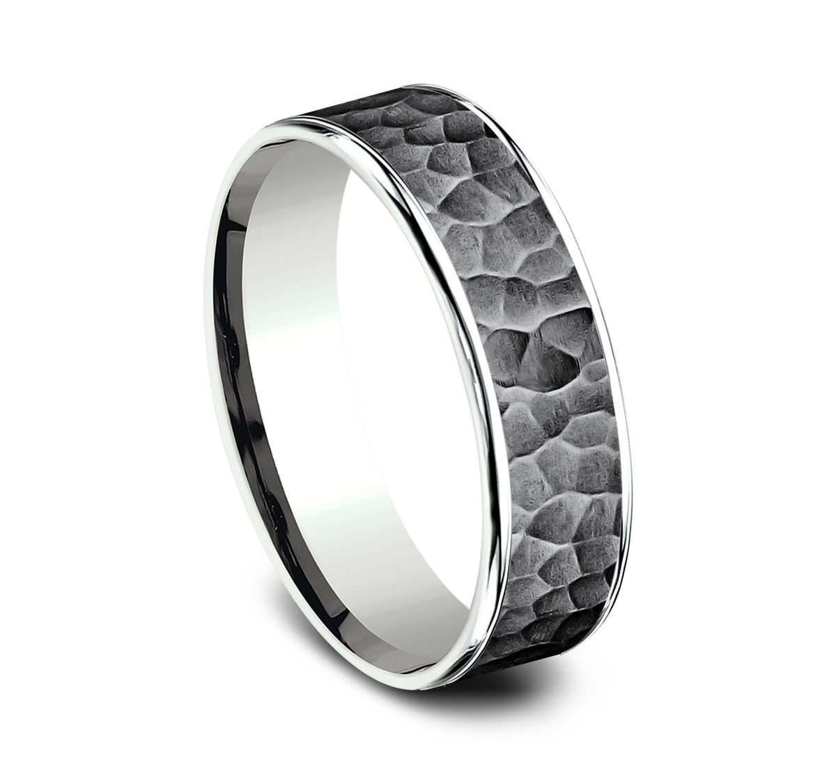 THE MAX 6.5mm 14K White/Tantalum Dark Benchmark men's wedding band