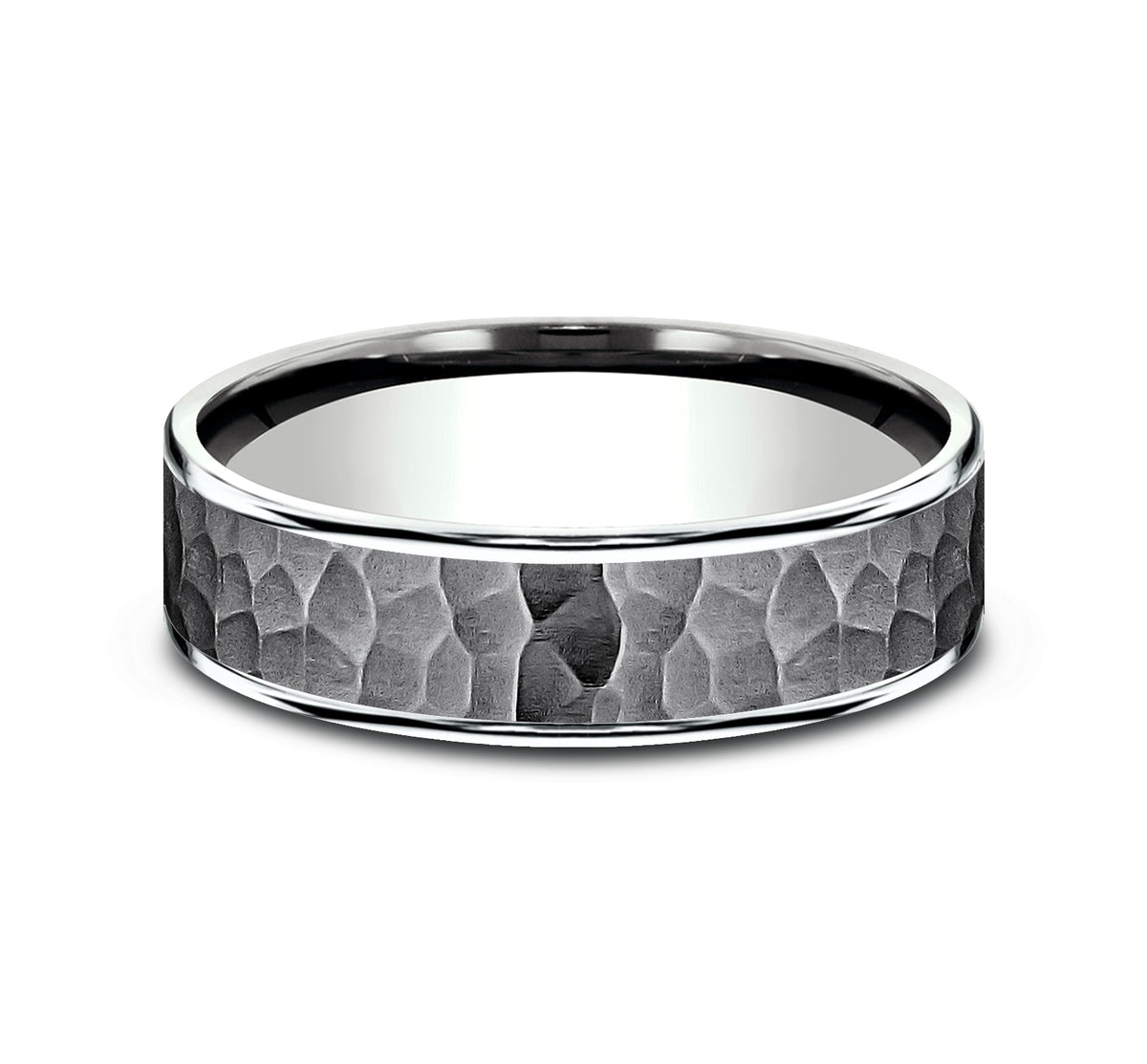 THE MAX 6.5mm 14K White/Tantalum Dark Benchmark men's wedding band