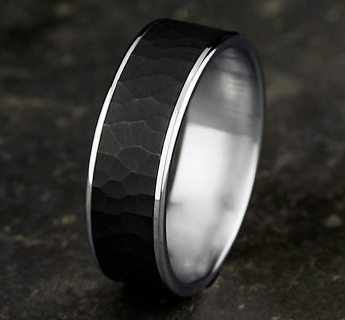 THE MAX 6.5mm 14K White/Tantalum Dark Benchmark men's wedding band