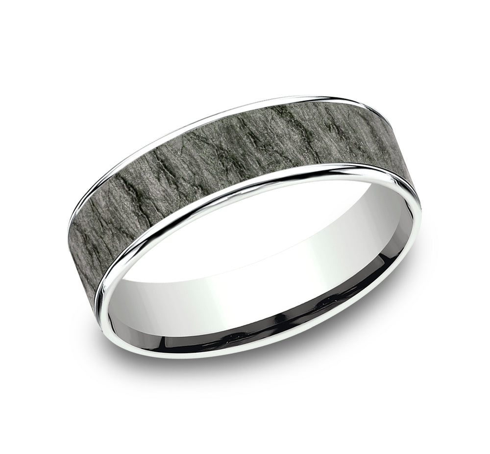 THE RAINIER 7.5mm 14K White/Tantalum Grey Benchmark men's wedding band
