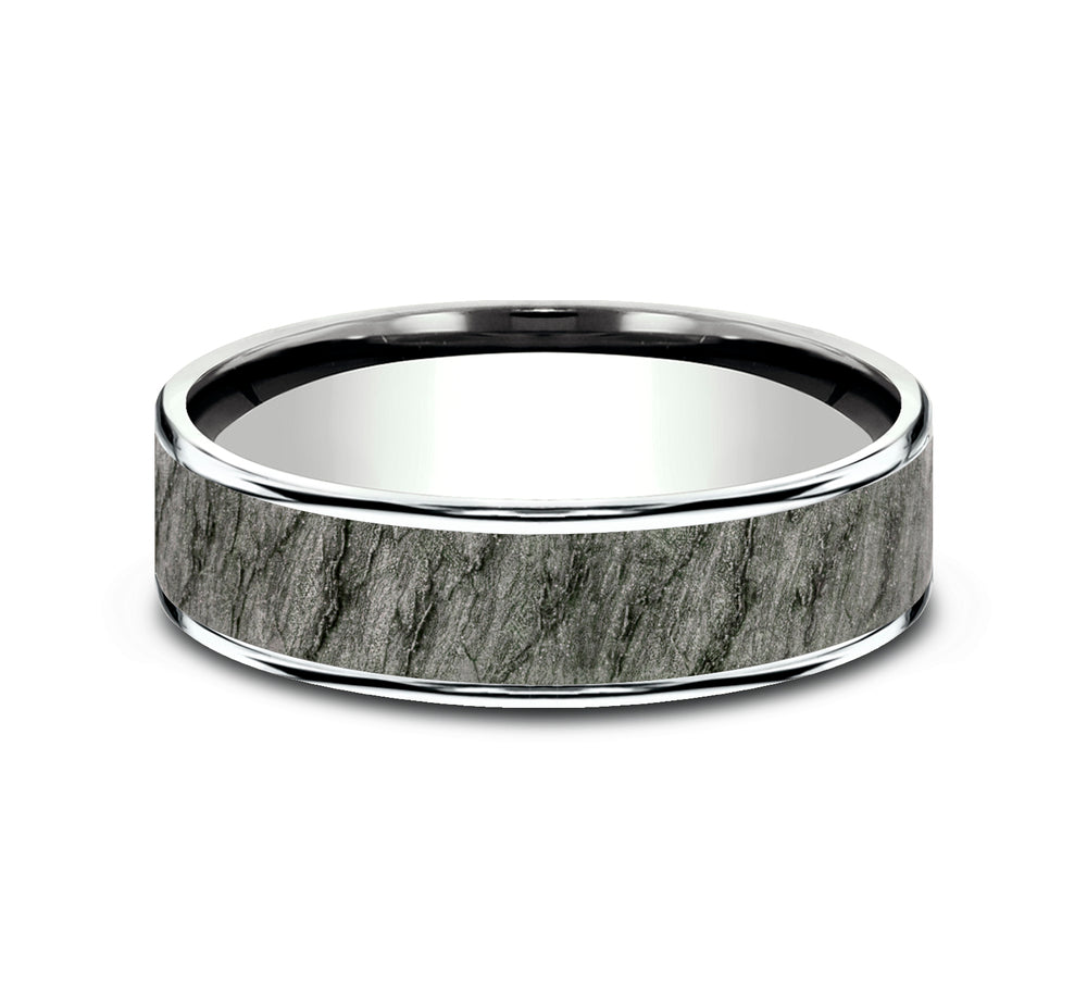 THE RAINIER 7.5mm 14K White/Tantalum Grey Benchmark men's wedding band