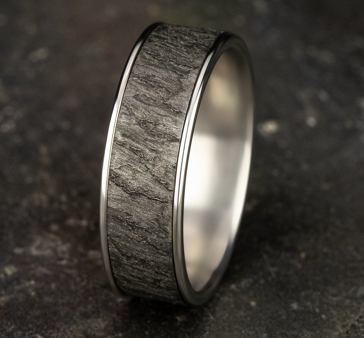THE RAINIER 7.5mm 14K White/Tantalum Grey Benchmark men's wedding band