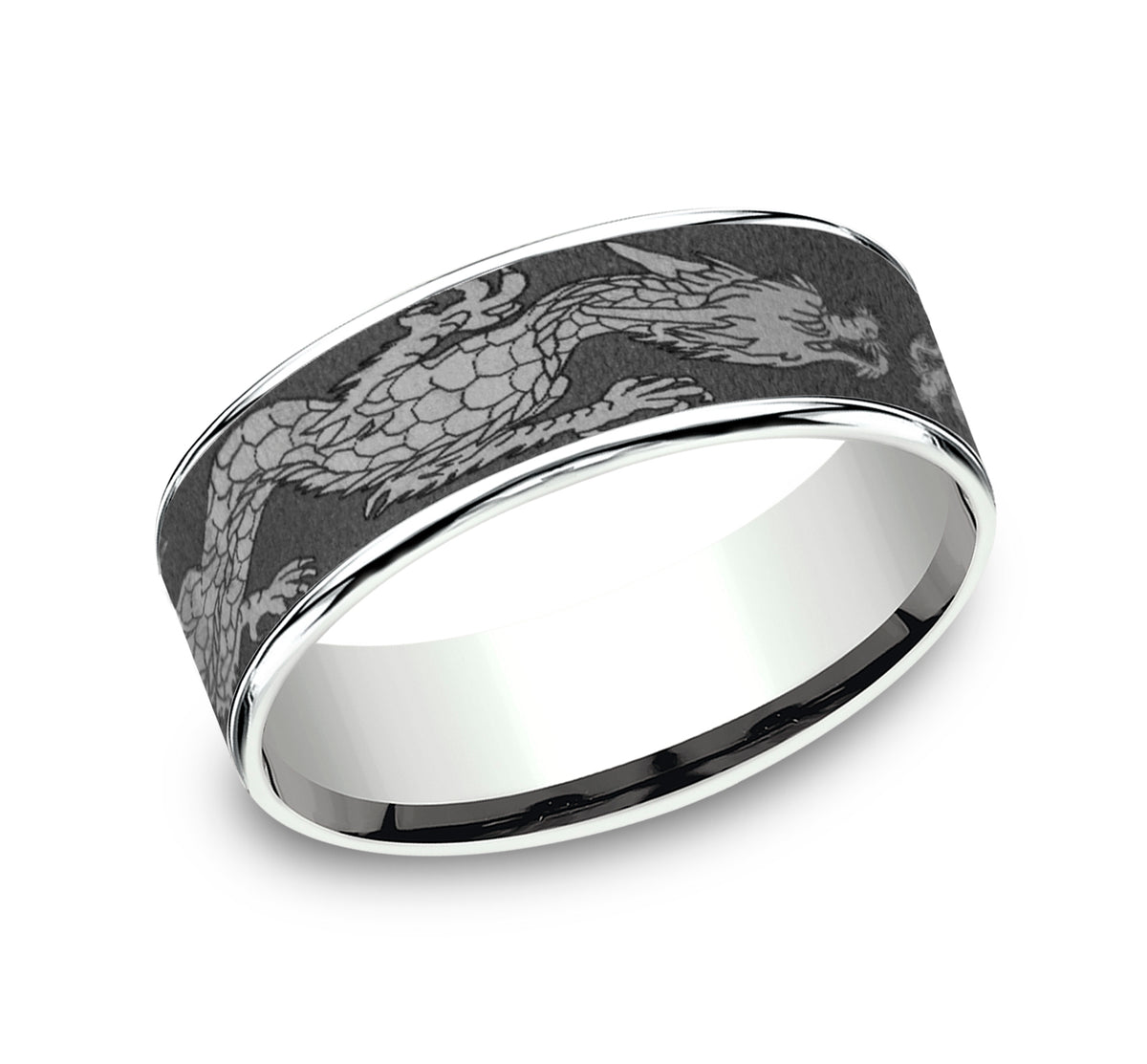 THE PROTECTOR 7.5mm 14K White/Tantalum Dark Benchmark men's wedding band