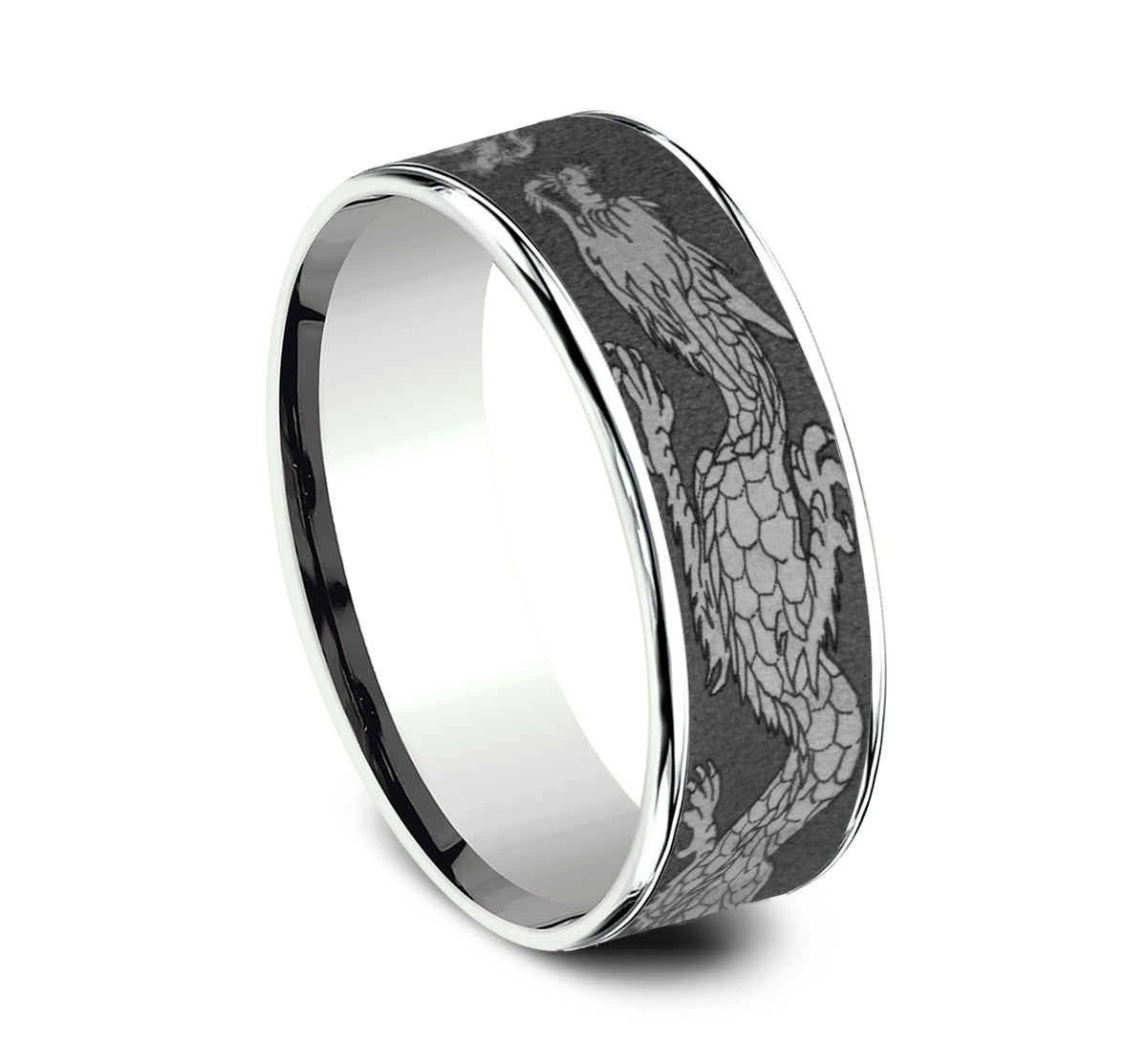 THE PROTECTOR 7.5mm 14K White/Tantalum Dark Benchmark men's wedding band