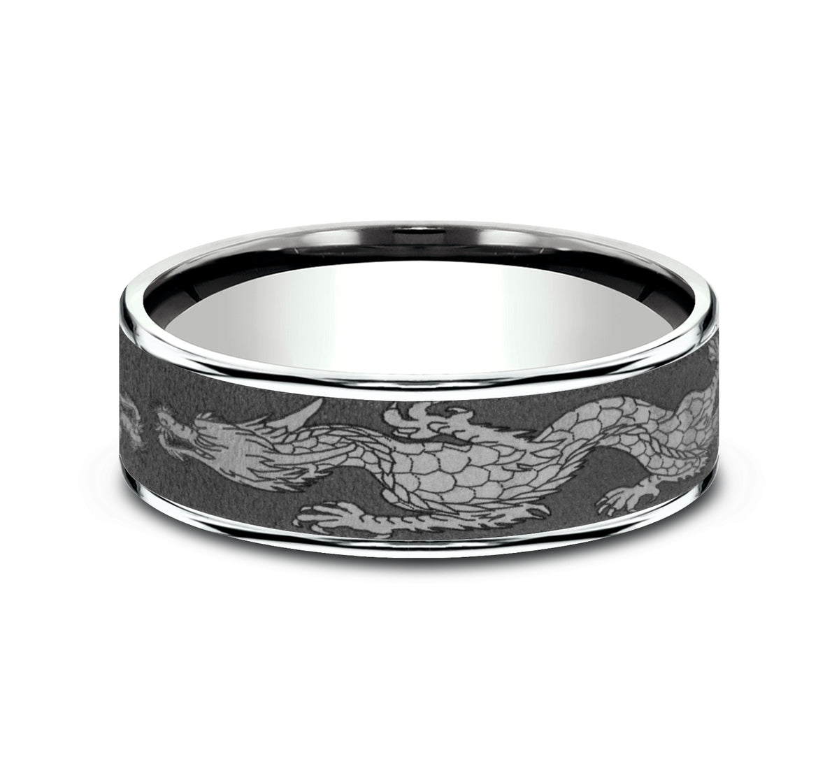 THE PROTECTOR 7.5mm 14K White/Tantalum Dark Benchmark men's wedding band