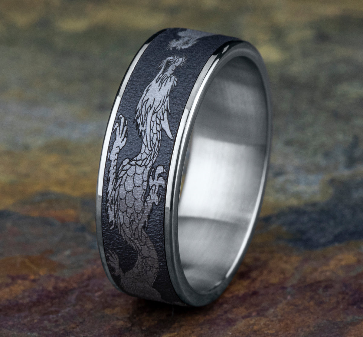 THE PROTECTOR 7.5mm 14K White/Tantalum Dark Benchmark men's wedding band