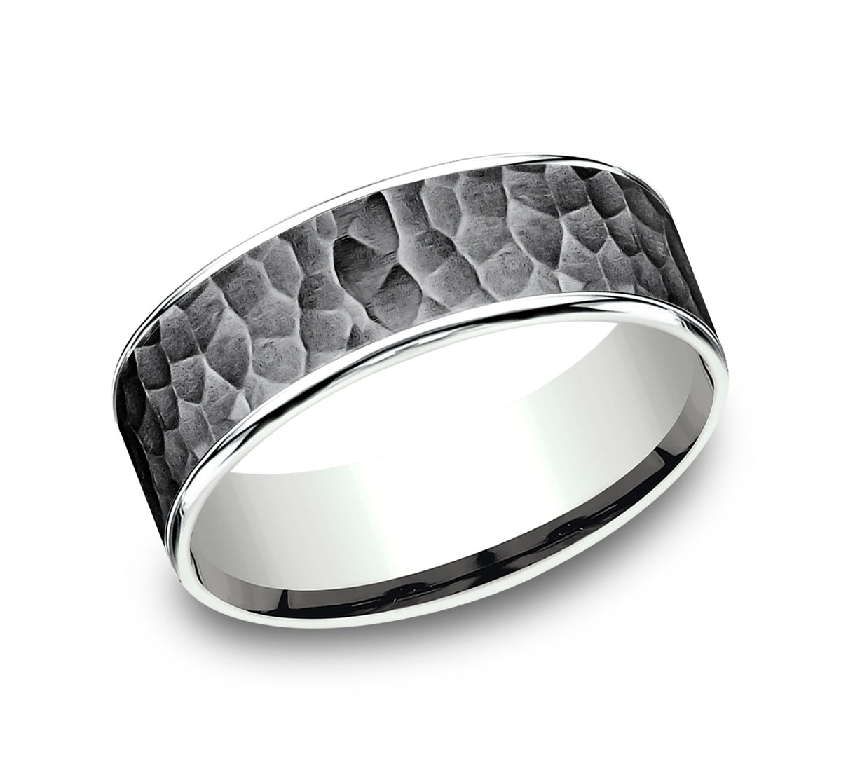 THE MAX 6.5mm 14K White/Tantalum Dark Benchmark men's wedding band