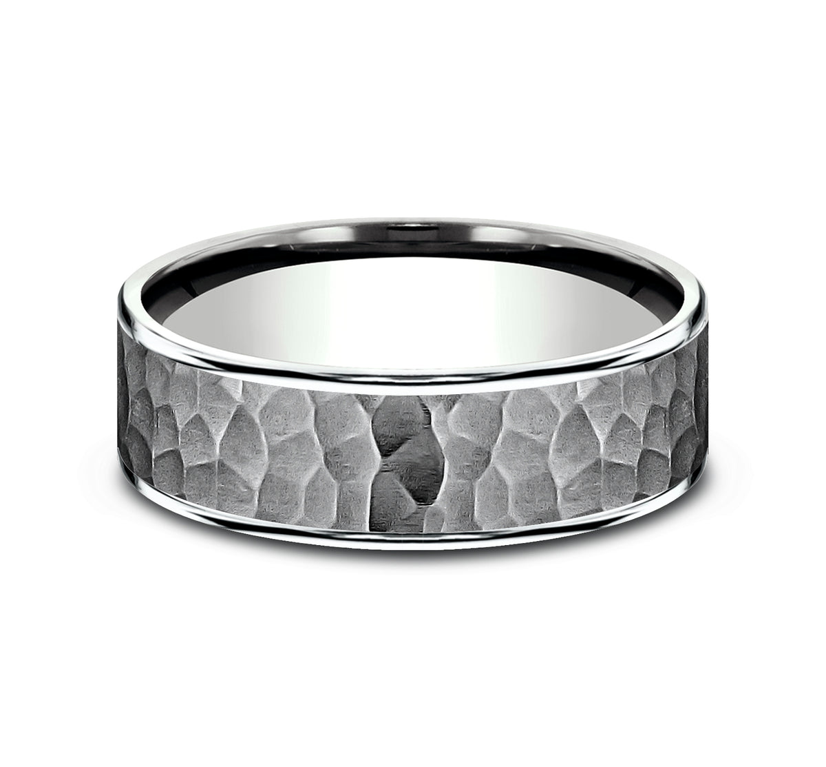 THE MAX 6.5mm 14K White/Tantalum Dark Benchmark men's wedding band