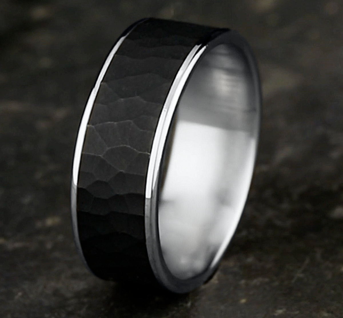 THE MAX 6.5mm 14K White/Tantalum Dark Benchmark men's wedding band