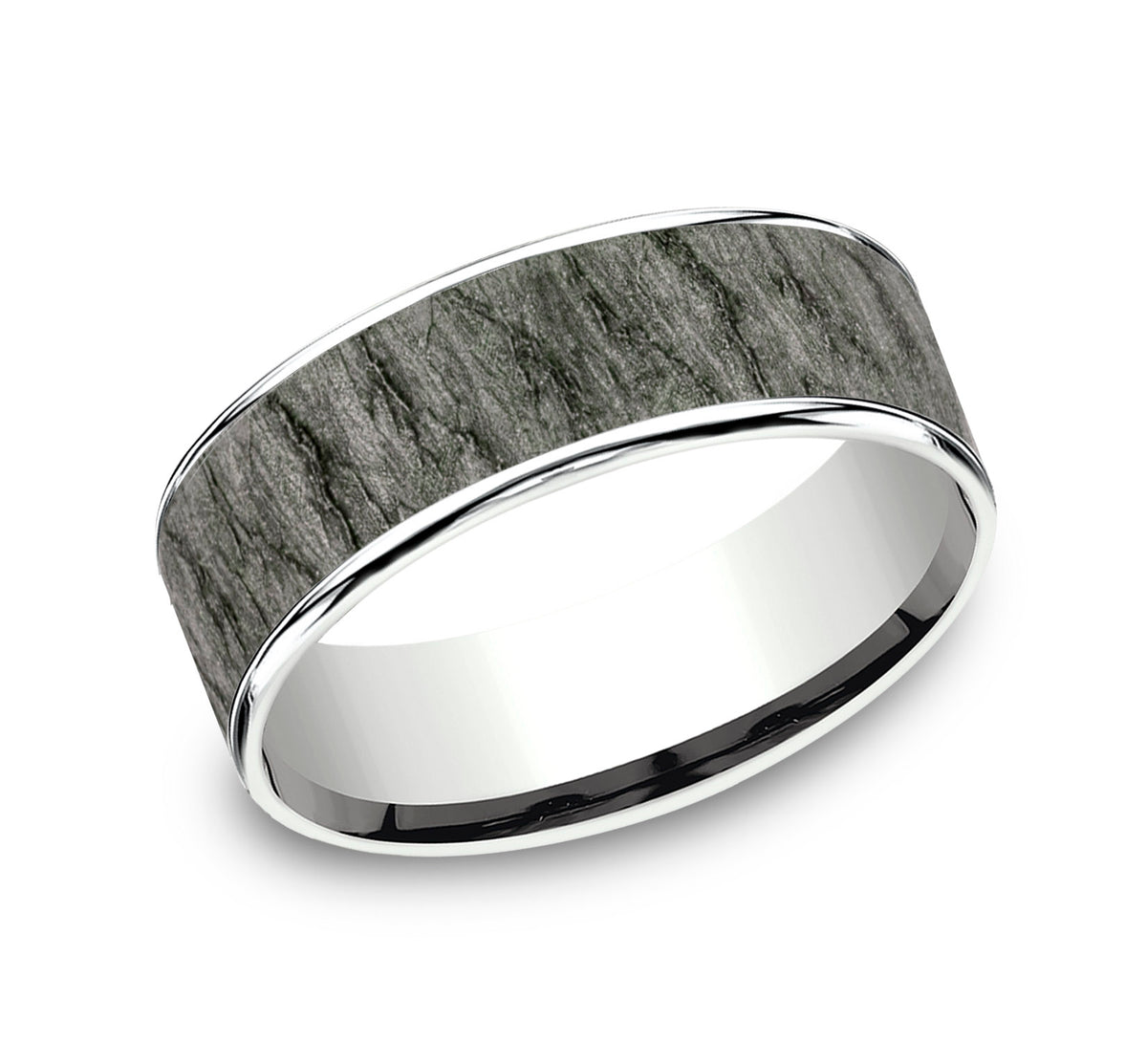 THE RAINIER 7.5mm 14K White/Tantalum Grey Benchmark men's wedding band