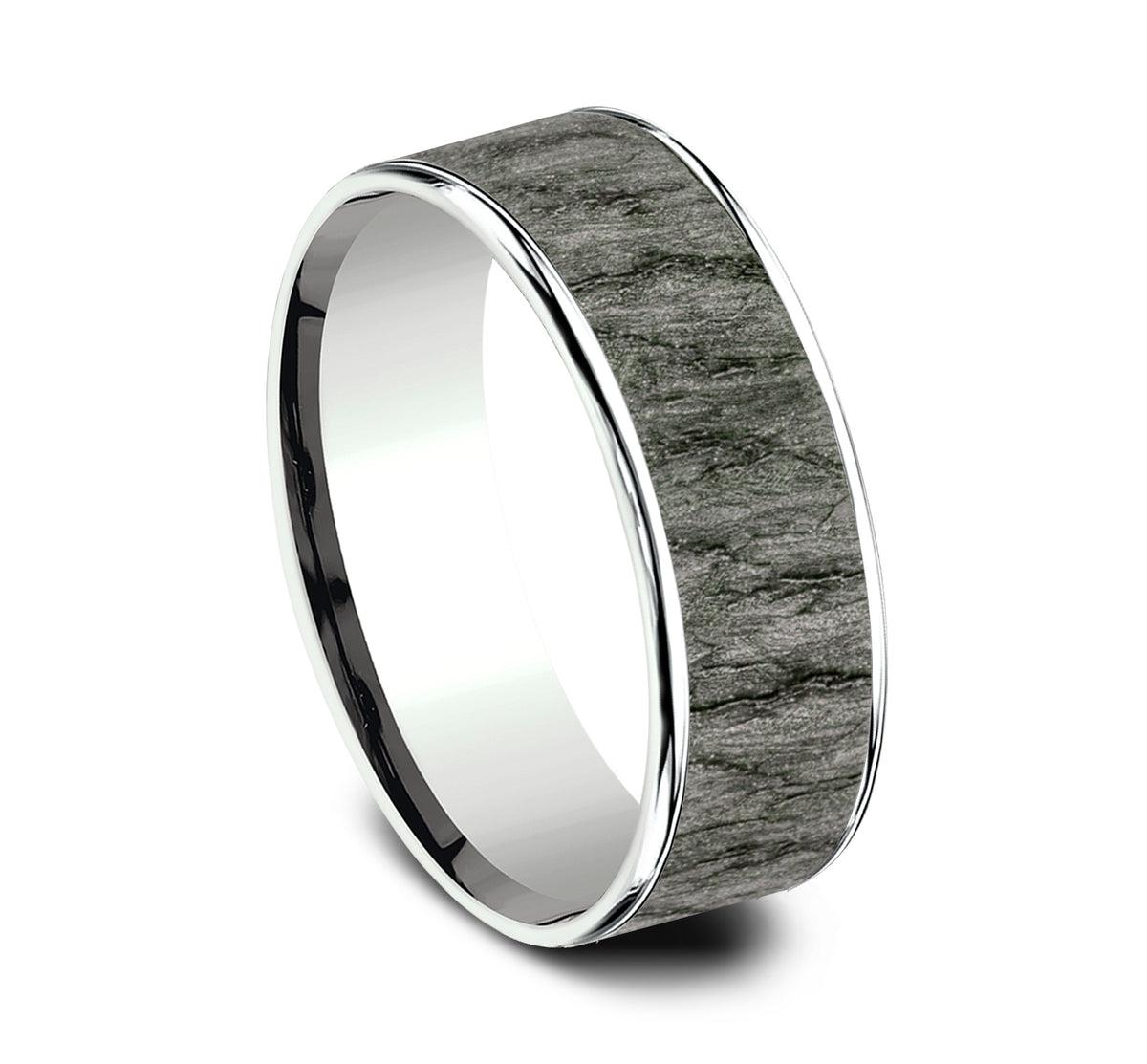 THE RAINIER 7.5mm 14K White/Tantalum Grey Benchmark men's wedding band