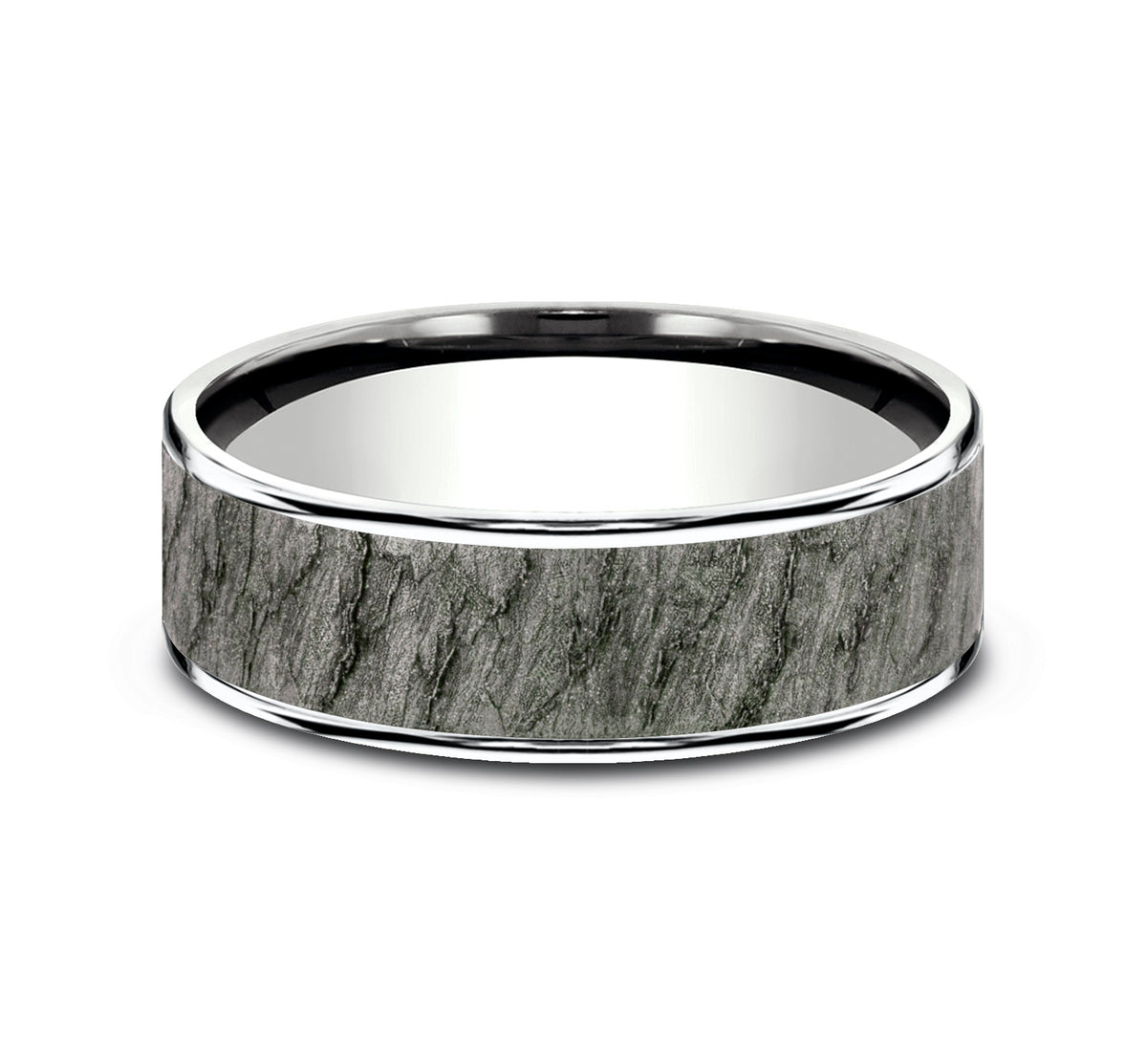 THE RAINIER 7.5mm 14K White/Tantalum Grey Benchmark men's wedding band