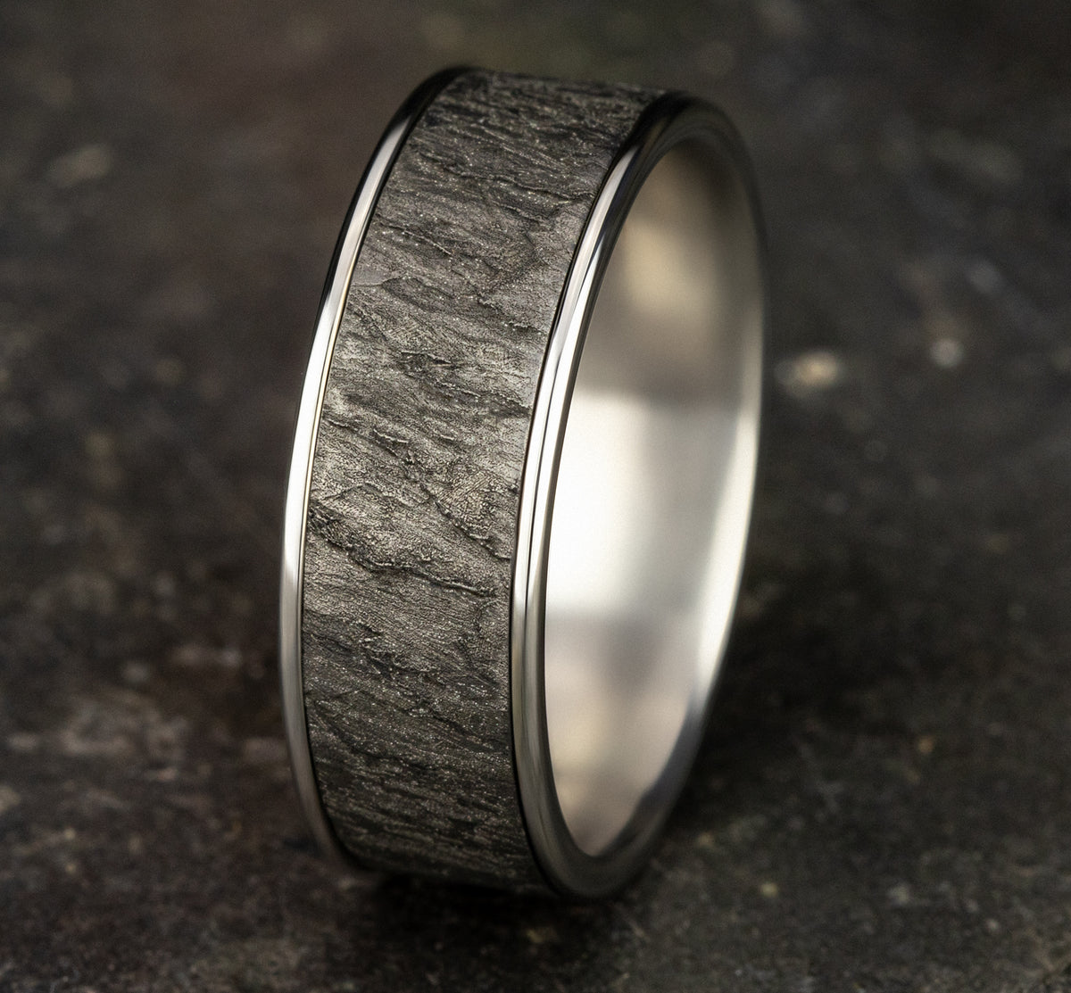 THE RAINIER 7.5mm 14K White/Tantalum Grey Benchmark men's wedding band