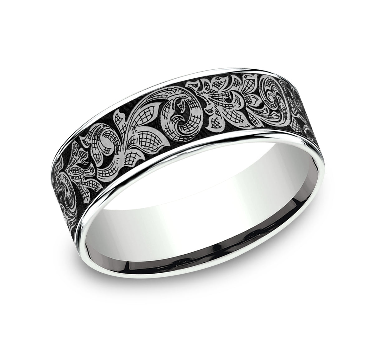 THE EMBASSY 7.5mm 14K White/Tantalum Grey Benchmark men's wedding band