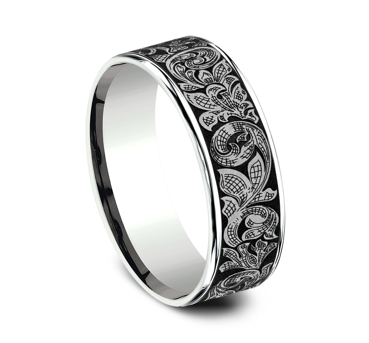 THE EMBASSY 7.5mm 14K White/Tantalum Grey Benchmark men's wedding band