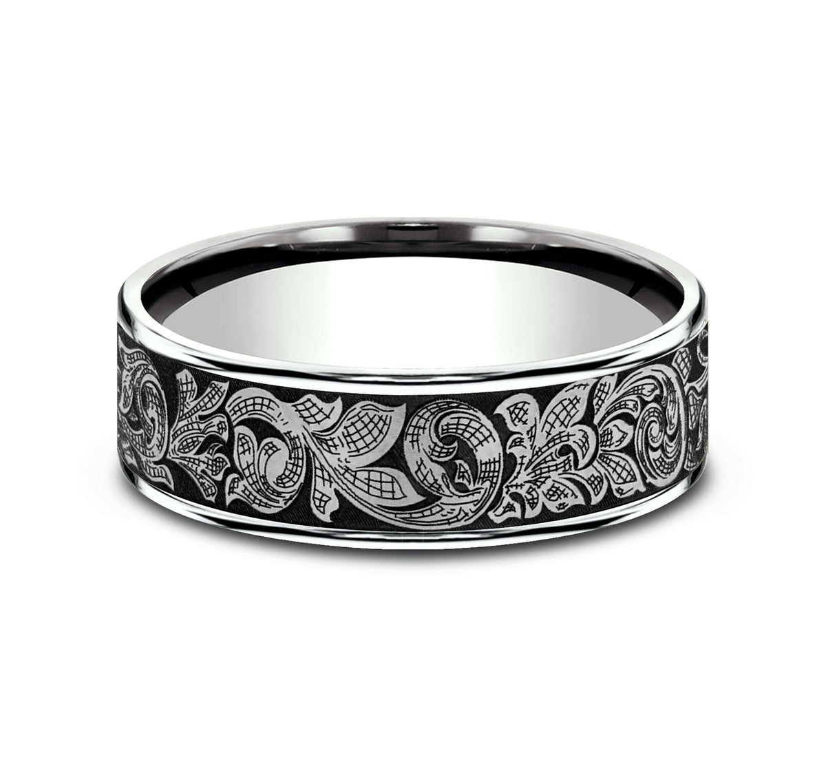 THE EMBASSY 7.5mm 14K White/Tantalum Grey Benchmark men's wedding band