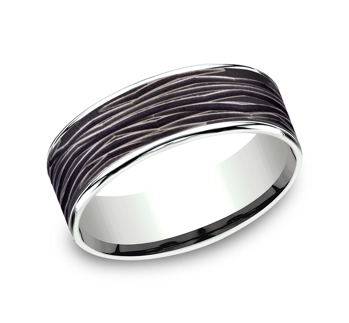 THE DRYAD 7.5mm 14K White/Black Titanium Benchmark men's wedding band