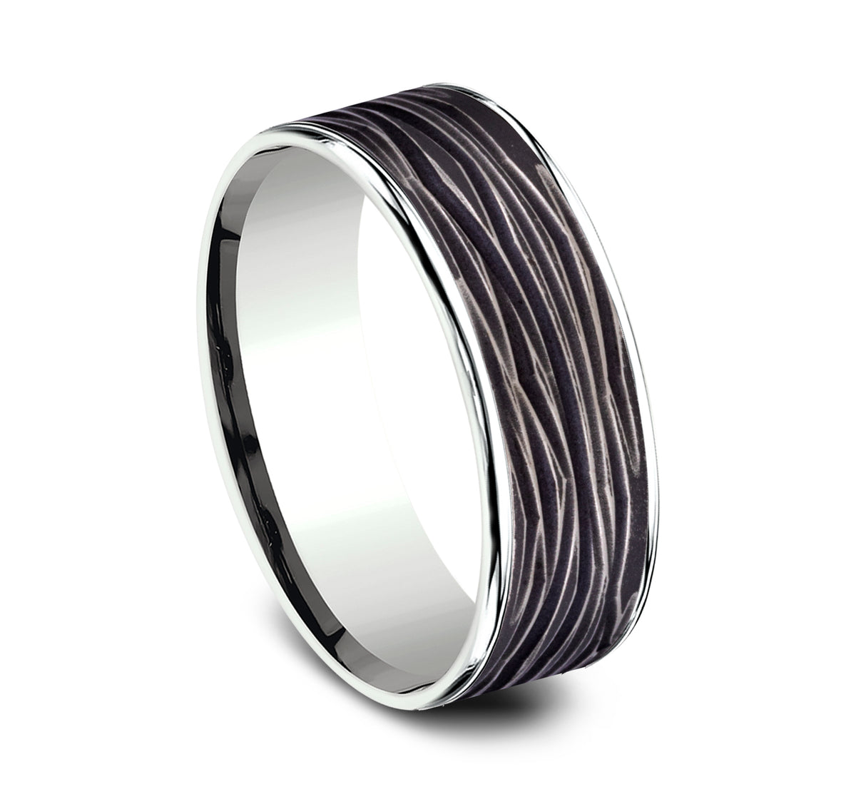 THE DRYAD 7.5mm 14K White/Black Titanium Benchmark men's wedding band