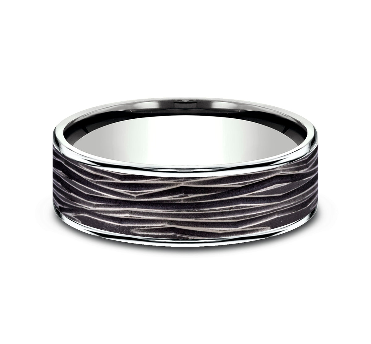 THE DRYAD 7.5mm 14K White/Black Titanium Benchmark men's wedding band