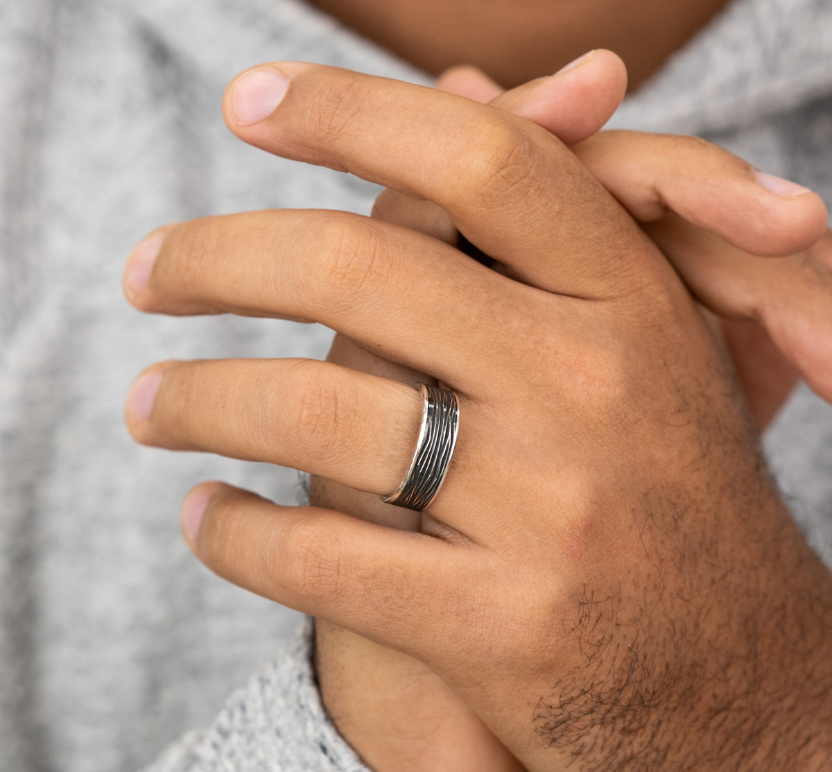 THE DRYAD 7.5mm 14K White/Black Titanium Benchmark men's wedding band
