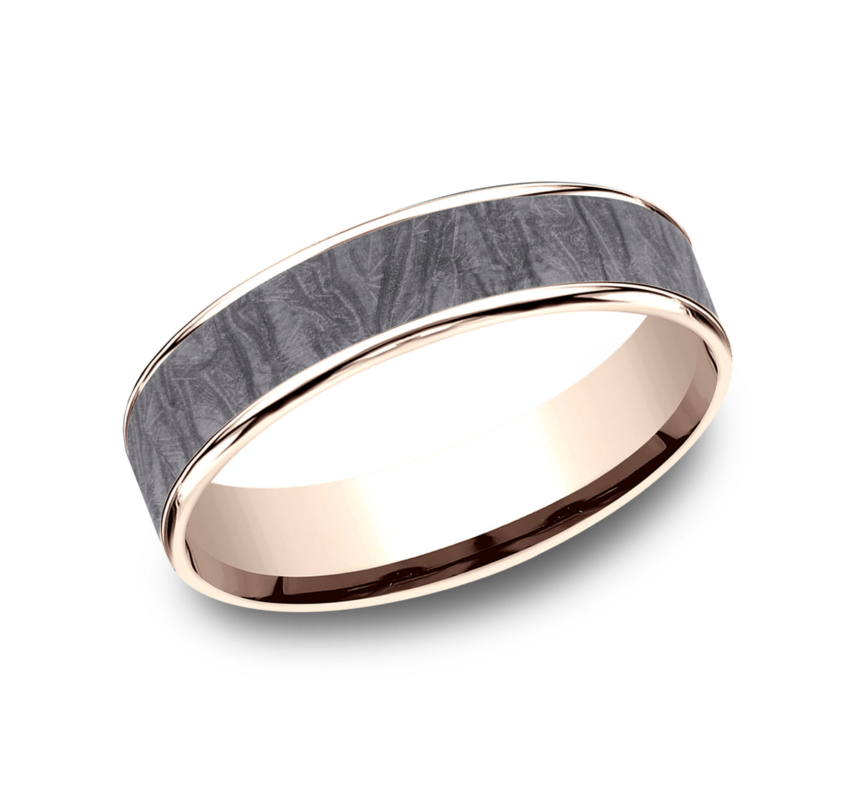 THE LOOM 7.5mm 14K Rose/Tantalum Grey Benchmark men's wedding band