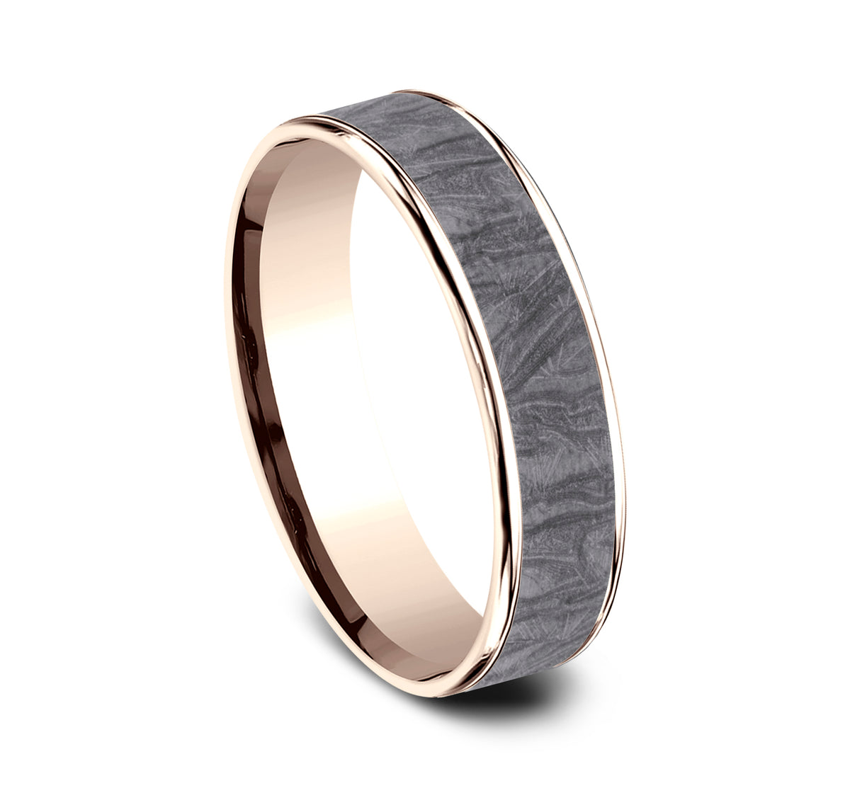THE LOOM 7.5mm 14K Rose/Tantalum Grey Benchmark men's wedding band
