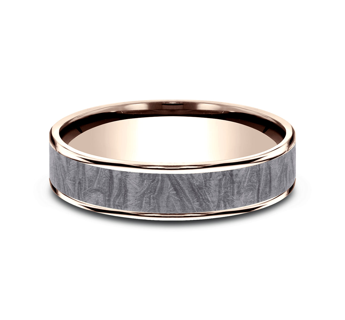 THE LOOM 7.5mm 14K Rose/Tantalum Grey Benchmark men's wedding band