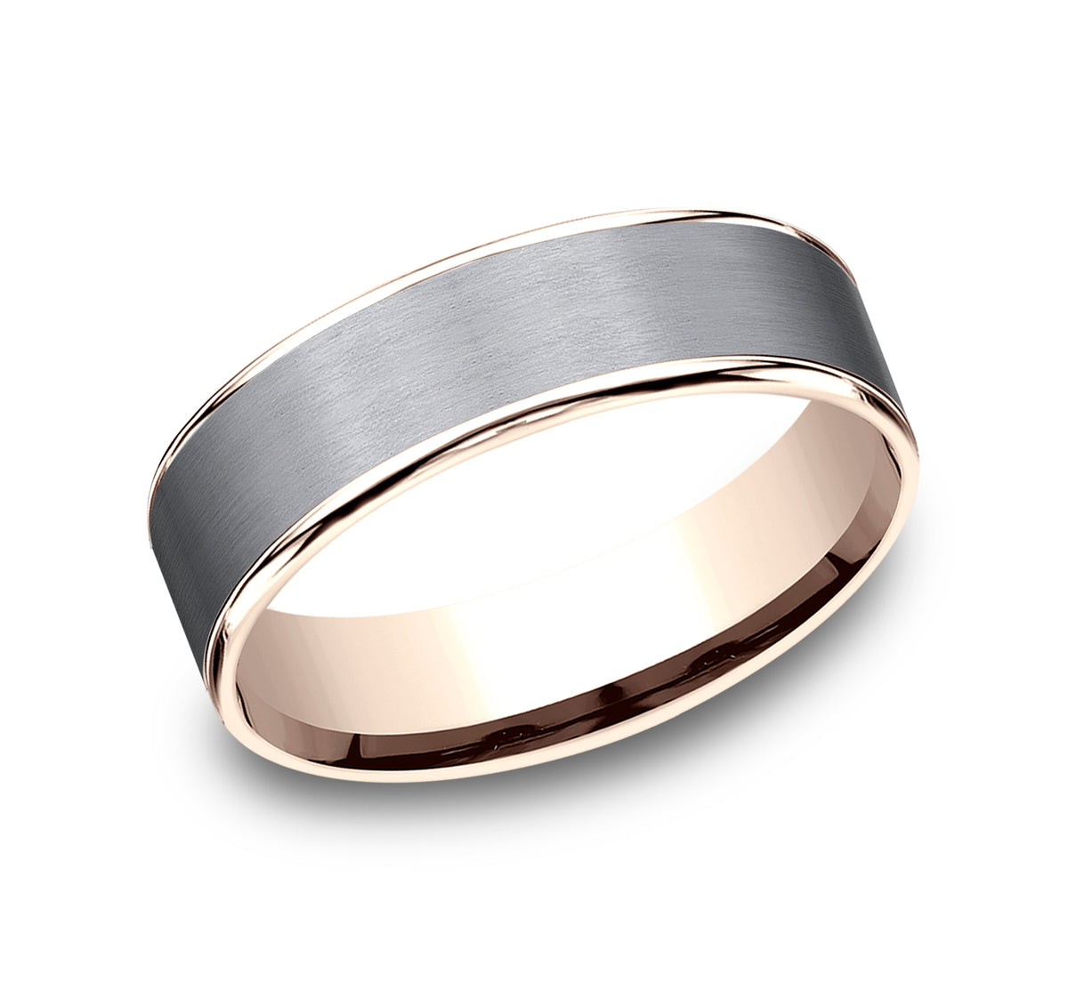 THE REMBRANDT 6.5mm 14K Rose/Tantalum Grey Benchmark men's wedding band